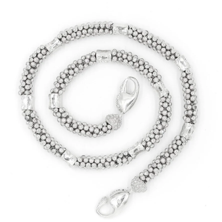Shark Vertebrae Bali Bead Necklace- Sterling Silver