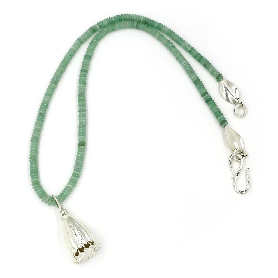 Poppy Seed Pod Pendant Necklace - Sterling Silver