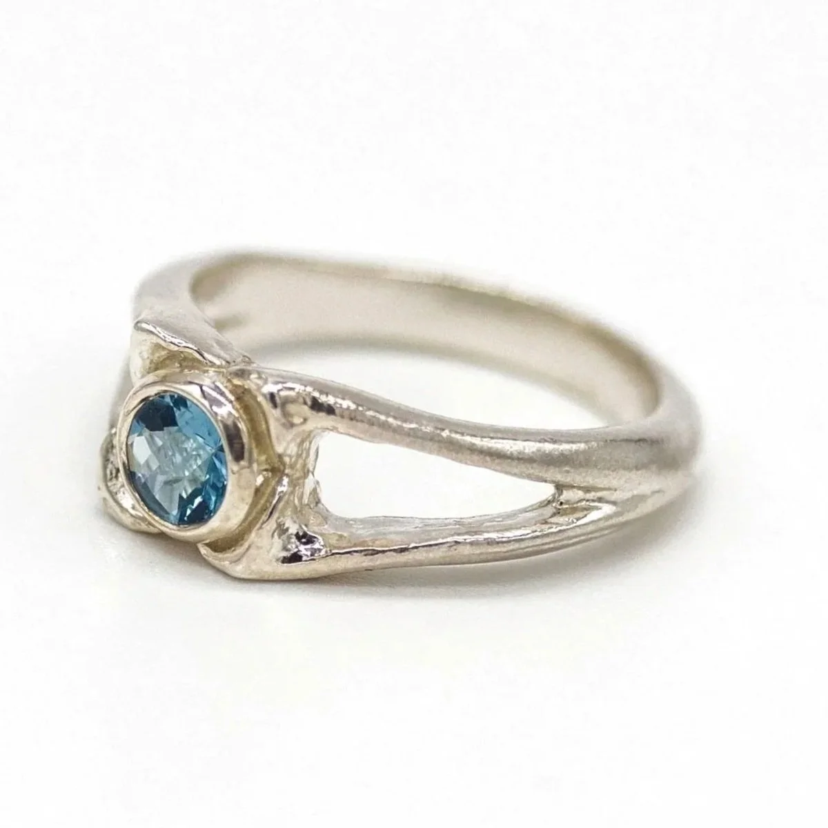 Alligator Spinous Process Ring-Sterling Silver-Sky or London Blue Topaz