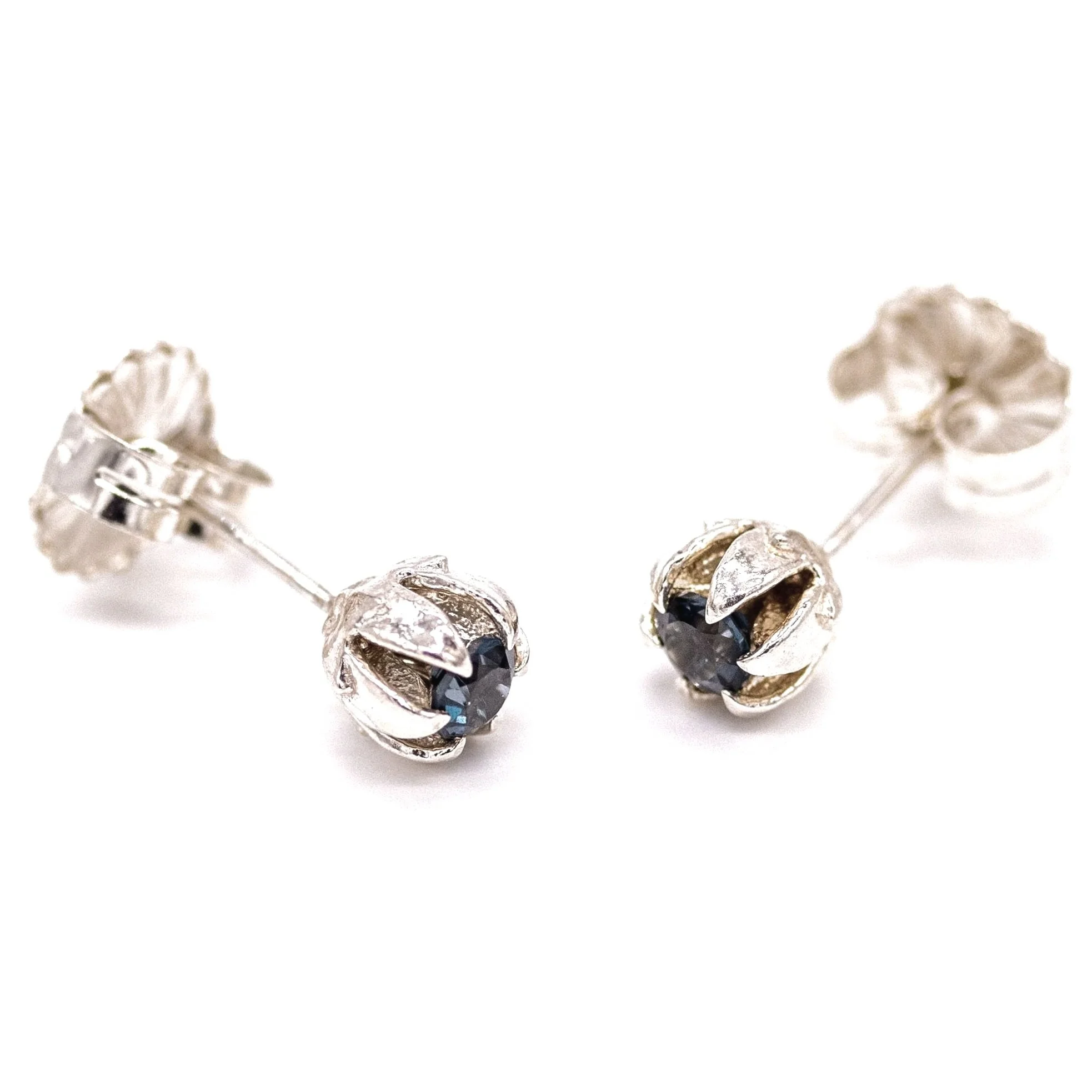 Seed Pod Earrings-Sterling Silver- London Blue Topaz