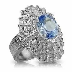 Limpet Shell Ring-Sterling Silver-London Blue Topaz