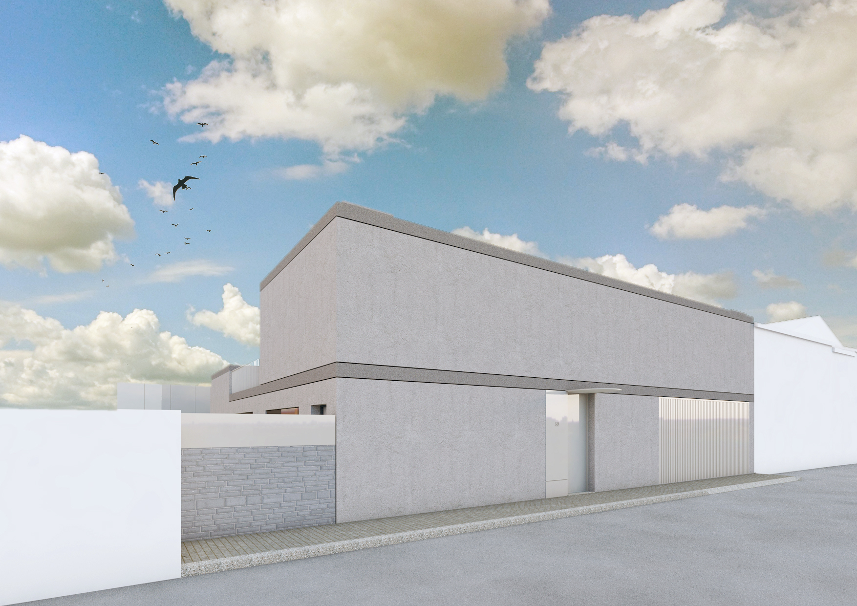 The plot, localized in a periphery context, has three main conditions, a two-meter gap between the two streets that connect with it, the neighbour construction that faces the side of the plot and the high traffic street on the south side.