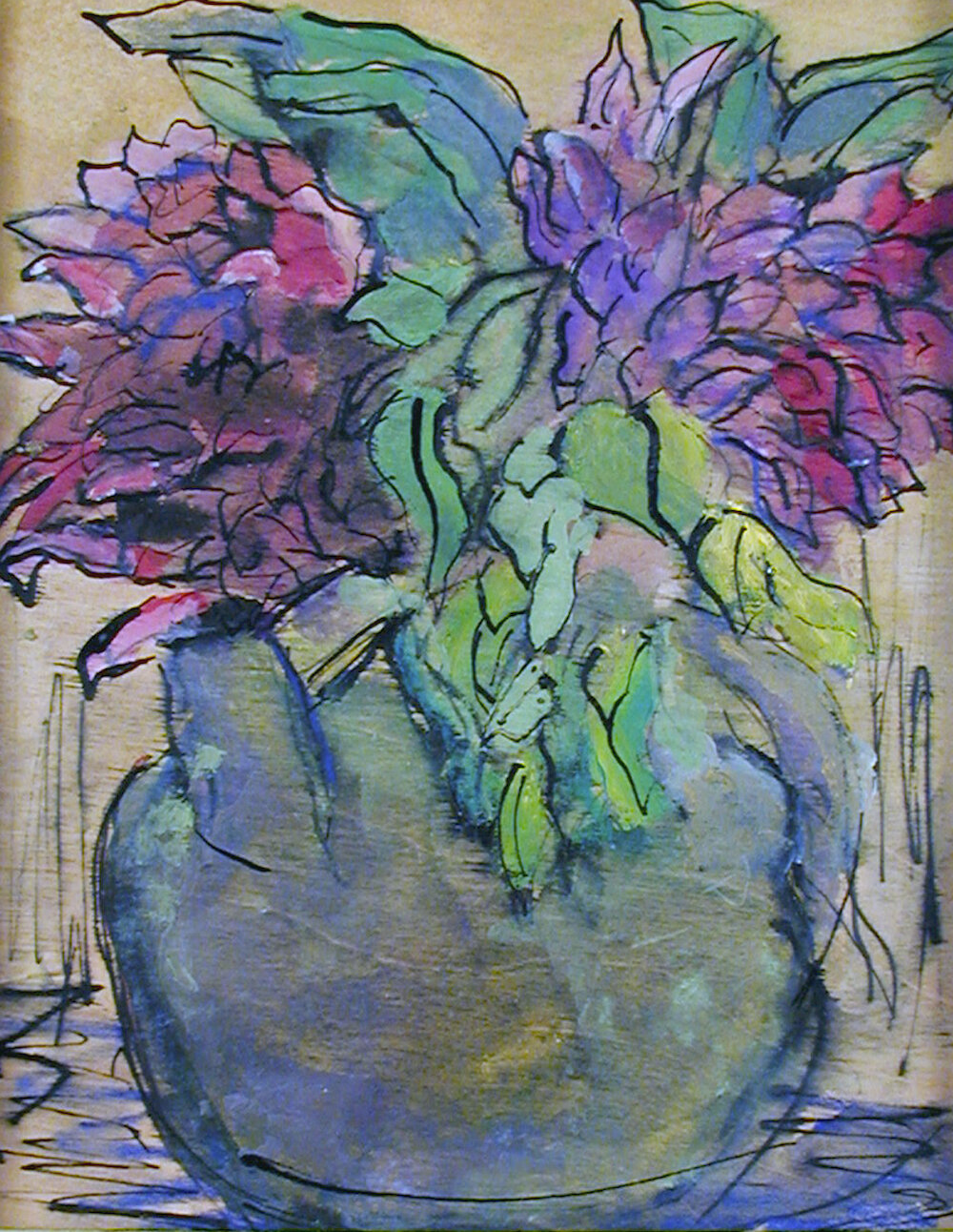 Dahlias in Antique Vase II