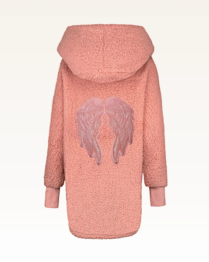 ANGEL WINGS SHERPA LOUNGER JACKET - Romantic Rose
