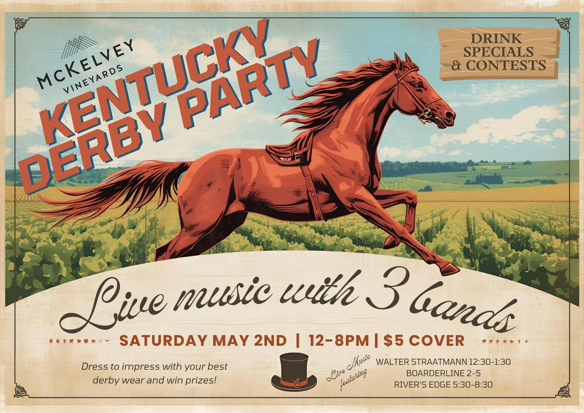 Kentucky Derby Party at McKelvey Vineyards