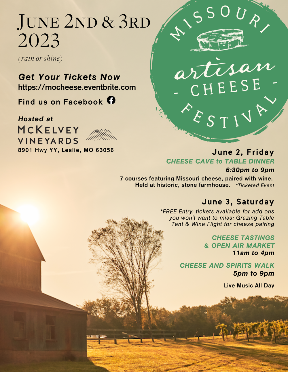 Missouri Artisan Cheese Festival 2023 June 2nd & June 3rd — McKelvey