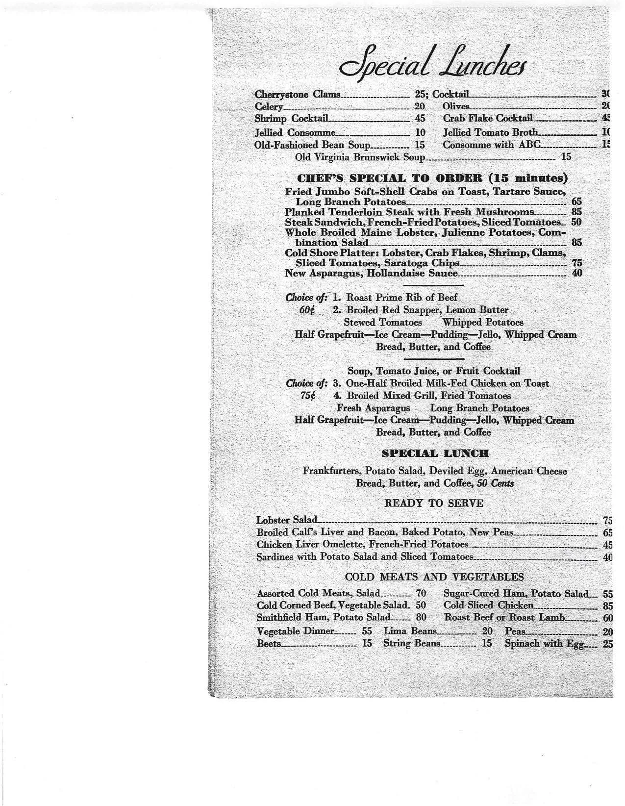US Senate Menu 1940, p2