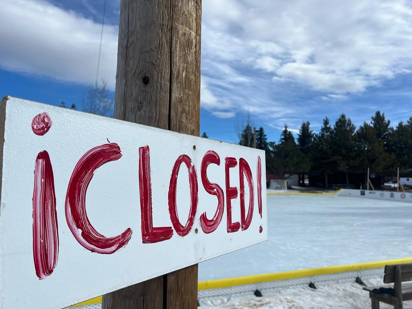 Closed for a bit. Probably all week. 😢
It&rsquo;s really soft.  Also, please don&rsquo;t leave objects on the ice. They melt down very quickly in the sun.