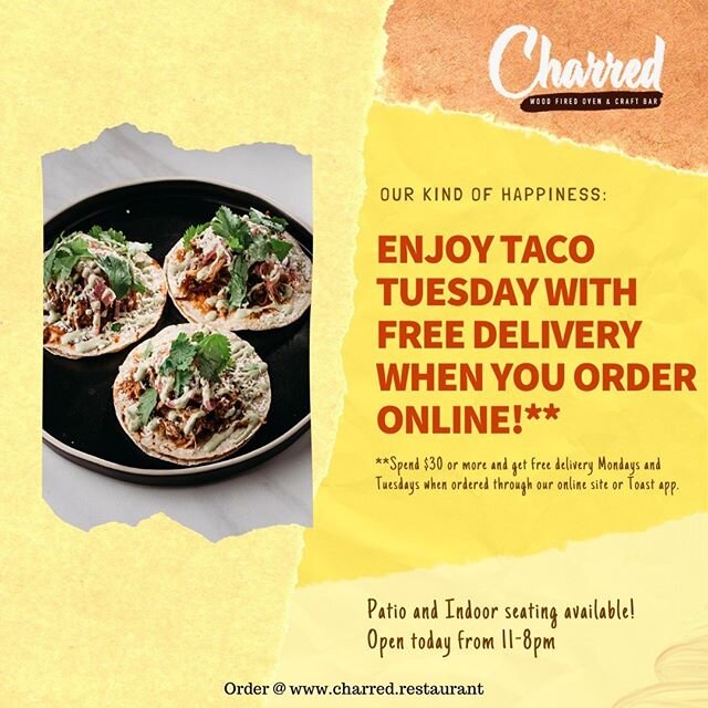 Get free delivery for orders over $30! No promo code required! Must order through our online site or Toast app.

Our indoor dining room and patio are open and ready with no reservations required! Visit us today from 11-8pm!

Order takeout and deliver