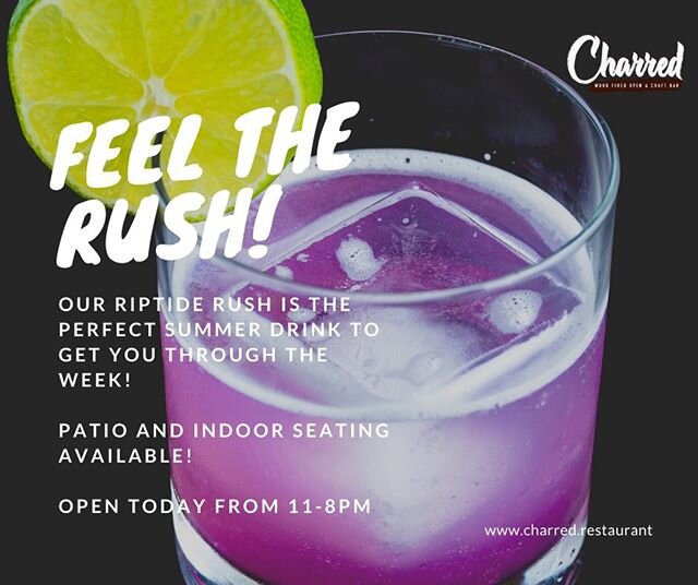 Need something refreshing, summery and has a little kick? Come in and try our Riptide Rush!

Our indoor dining room and patio are open and ready with no reservations required! Visit us today from 11-8pm!

Order takeout and delivery by visiting www.ch