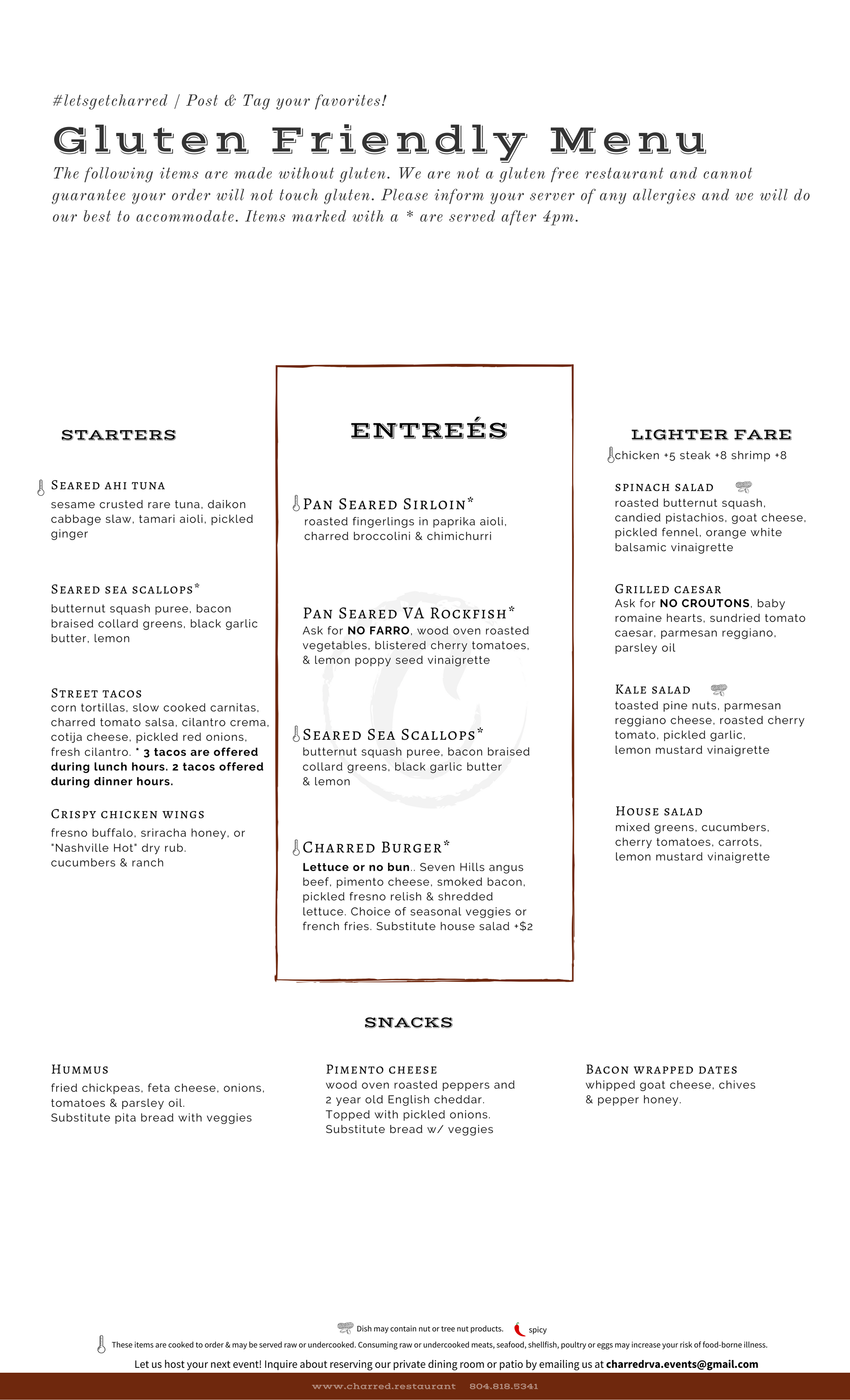 Menus — Charred Wood Fired Oven and Craft Bar