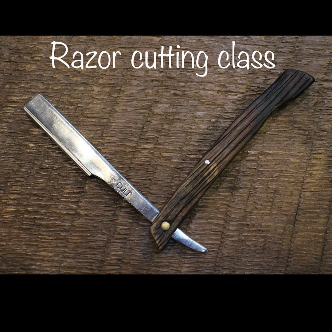 Razor cutting class in Walnut Creek California @_flowerssalon_  February 20th from 9am-3pm.  Gift bags from @cultandking  In this class you will learn all the fundamentals of the razor as well as two haircuts. Razors and doll heads will be provided b