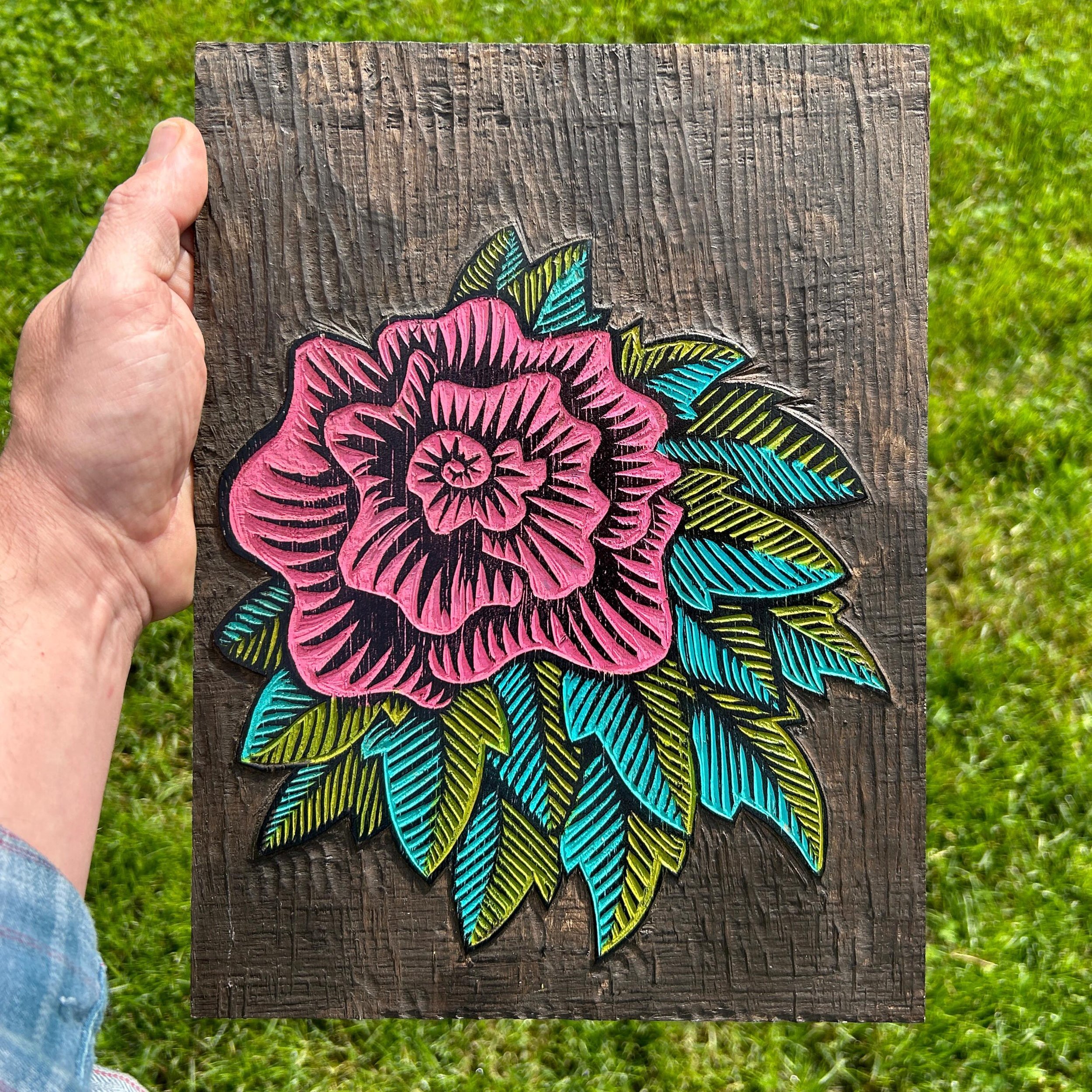 Got that #ink out the other day and nothing is safe! Lil #rose/#peony #carving from &hellip; 2017? 2018? Thought it could hide but I caught up to it :)
