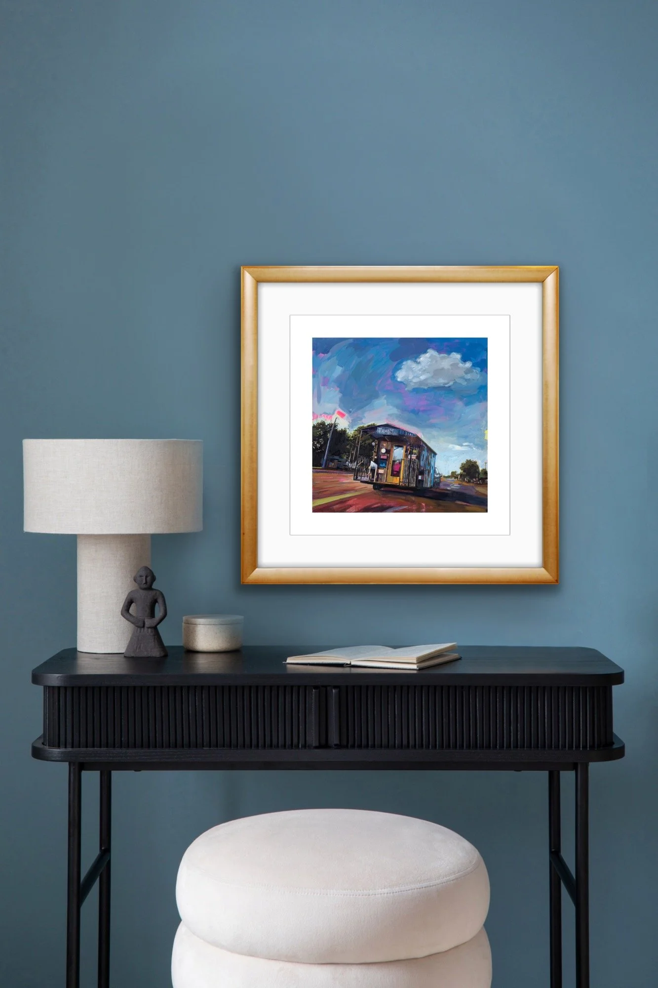 "Tamale Shak limited edition fine art print by Jennifer Drinkwater — vibrant Mississippi Delta painting of a tamale stand on a highway, inspired by Southern food traditions"