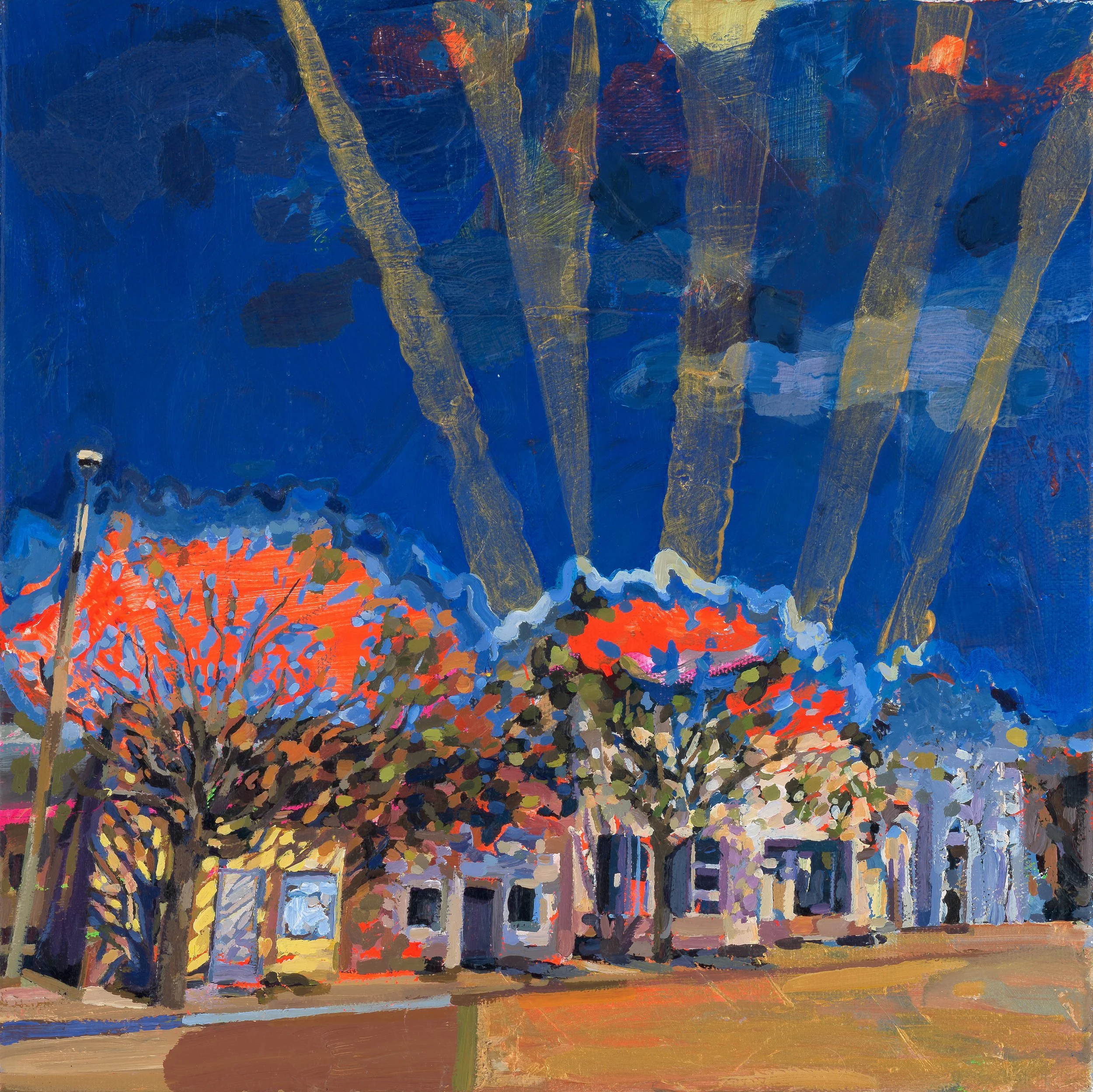 Regular Folk Giving Light, a vibrant limited edition print of the Emmett Till Interpretive Center in Sumner, Mississippi, capturing community life and history, by Jennifer Drinkwater.