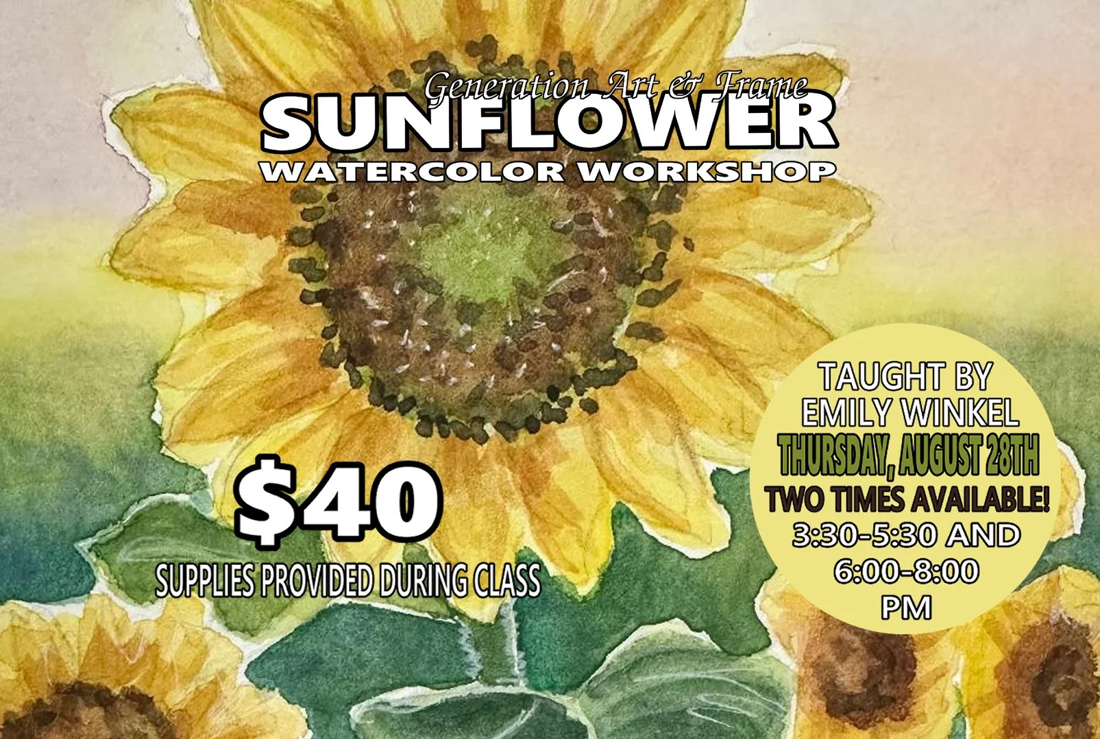 Watercolor Workshop: Sunflower Evening Class