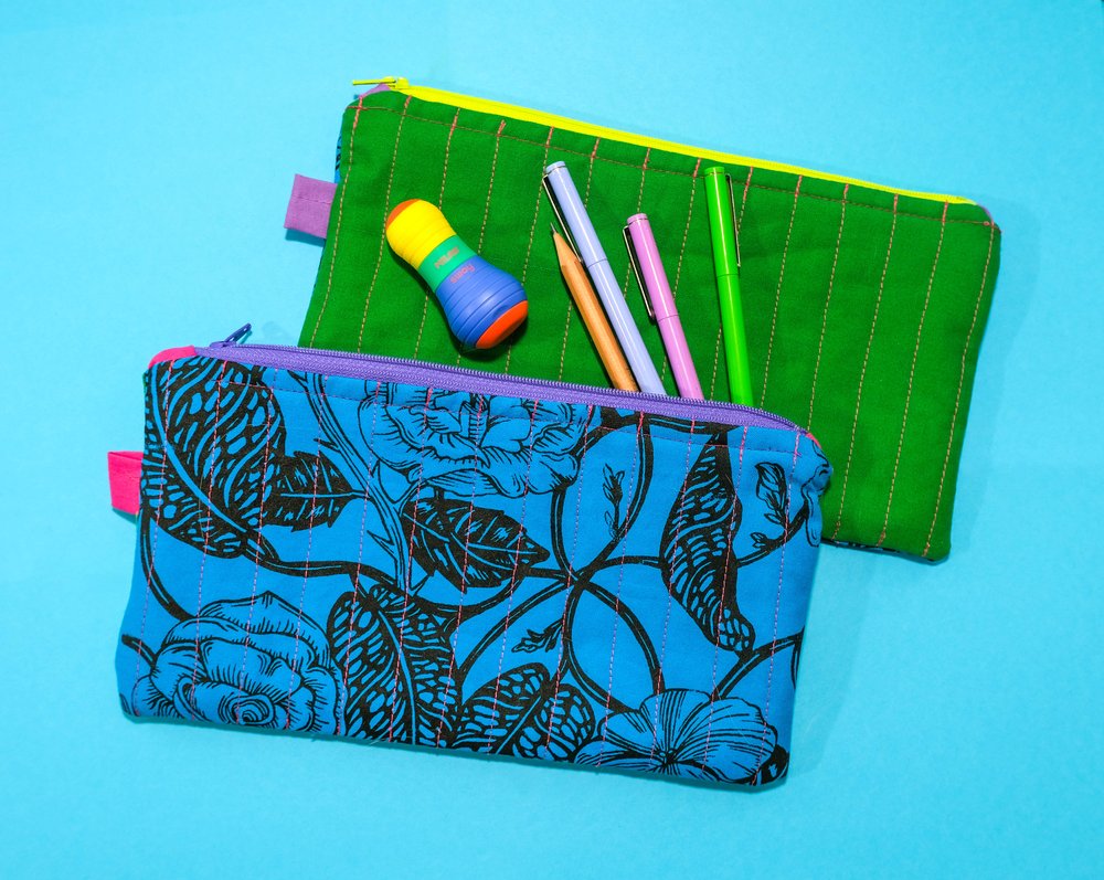 Quilted Pencil Pouch, Morning Glory and Rose — The Studio of Nicole Saltzer