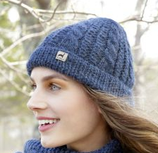 100% alpaca trenza cable hat