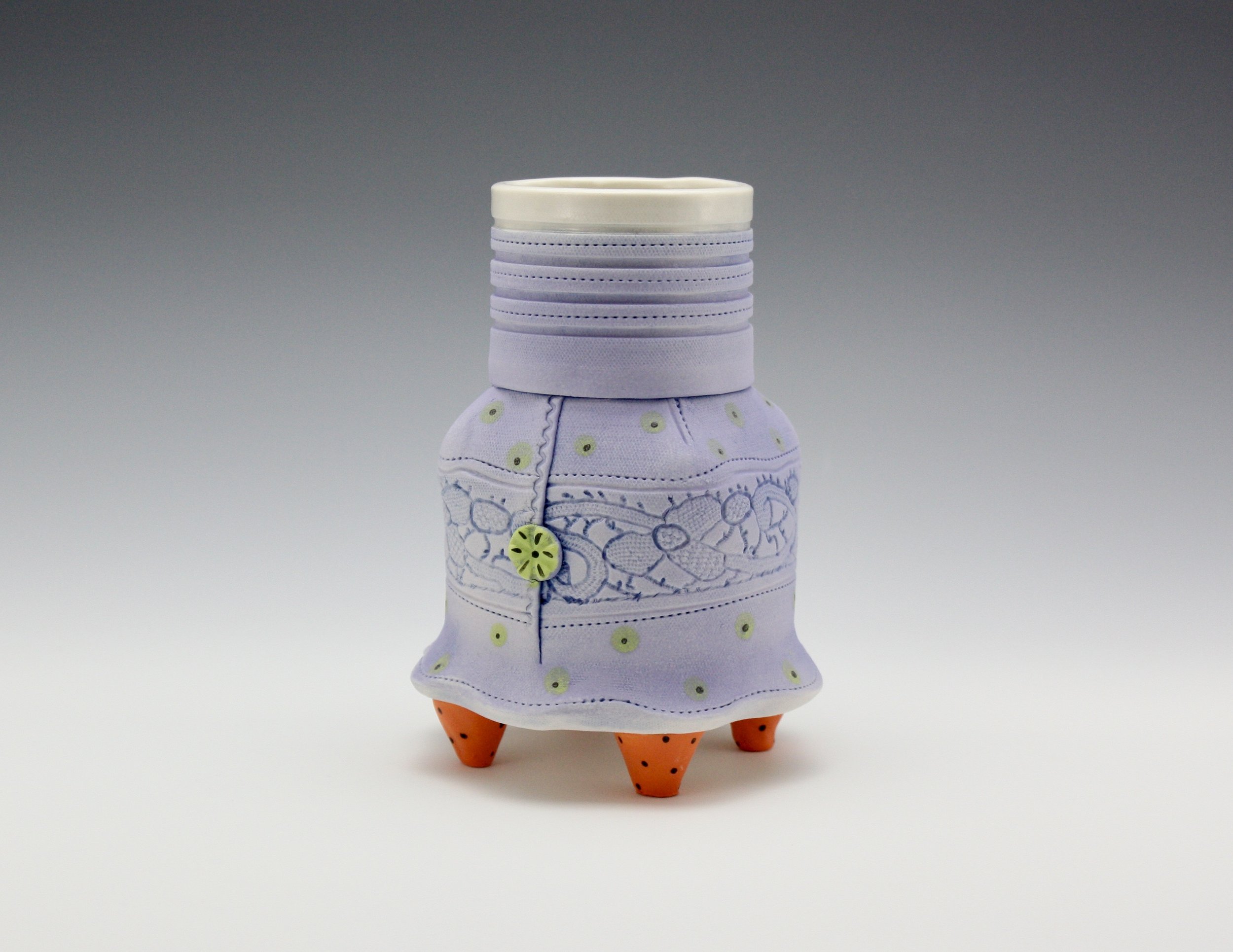 Stitchery Vase, Purple 5.5"h $65