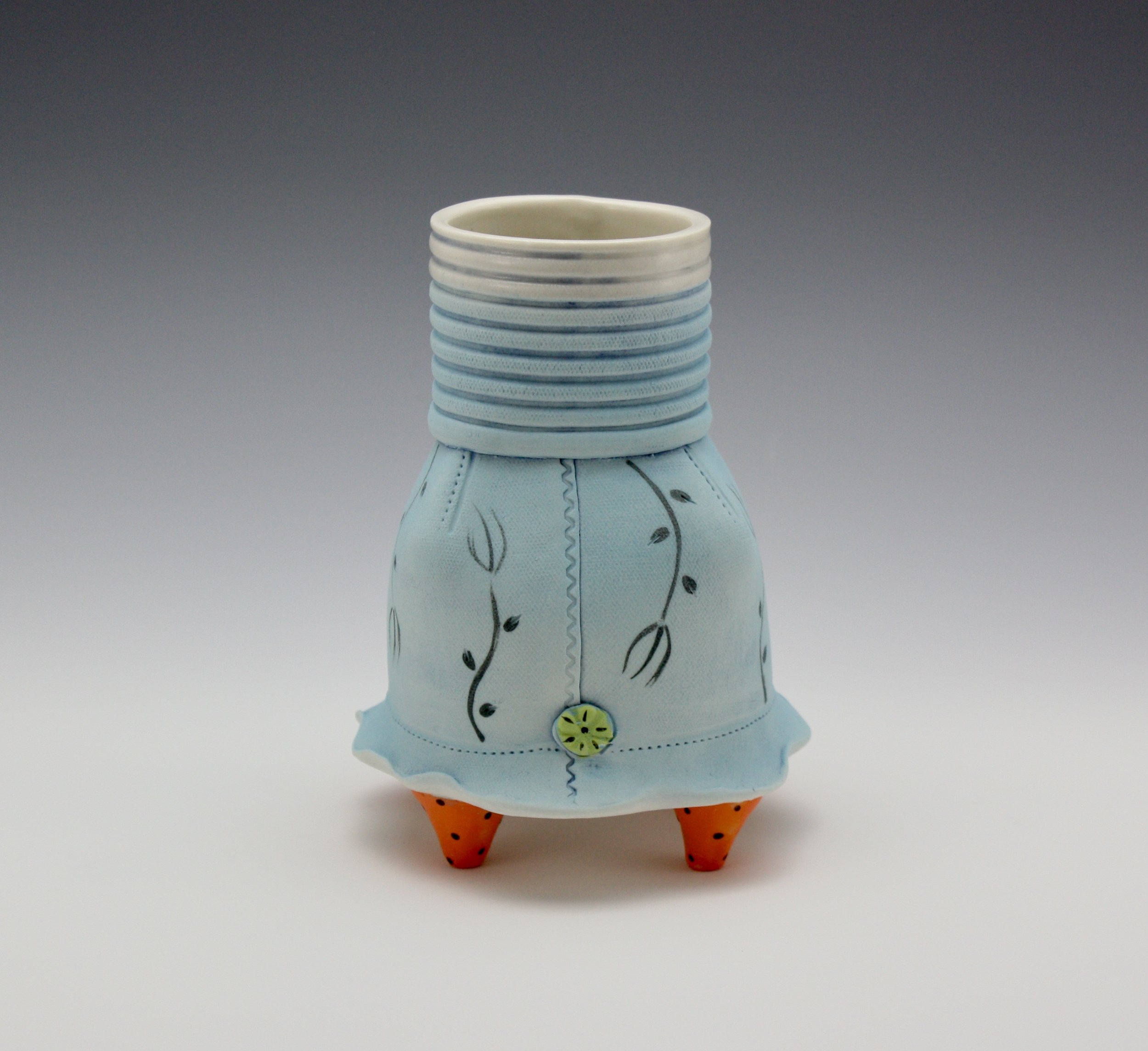 Stitchery Vase, Turquoise 5.25" SOLD