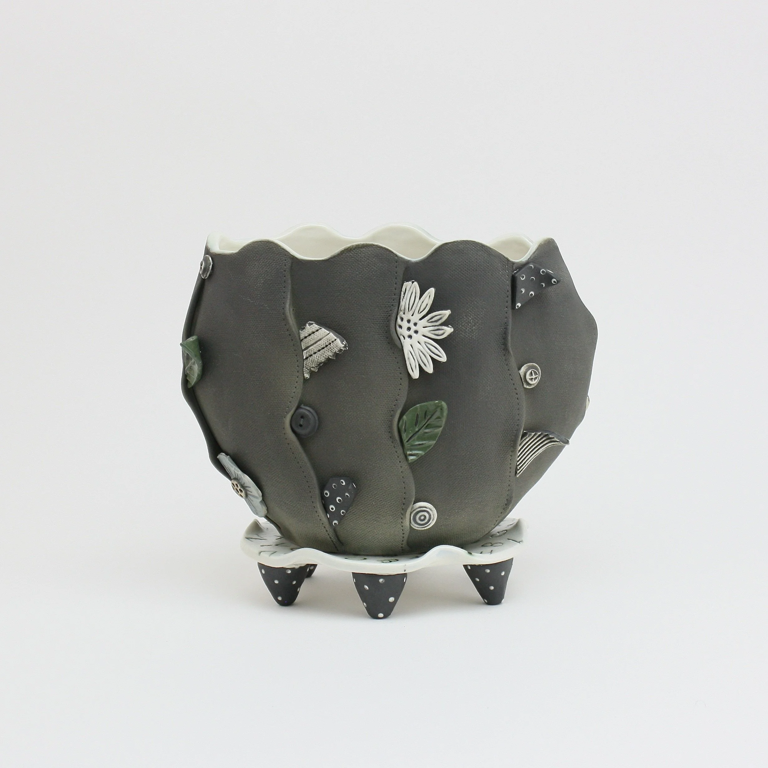 Accoutrements Vase, Charcoal 6"h $195