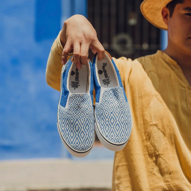 Tenis Tejido Slip On Lluvia Azul