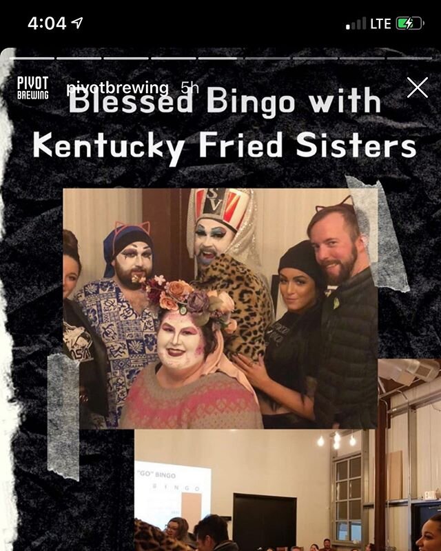 Every third Sunday @pivotbrewing !! 6-8 pm. Blessed Bingo!  Come out and have fun with us!
&bull;
&bull;
&bull;
&bull;
&bull;
#b4what #ohhhhh69 #blessedbingo #kentuckyfriedsisters #lovepeaceandchickengrease