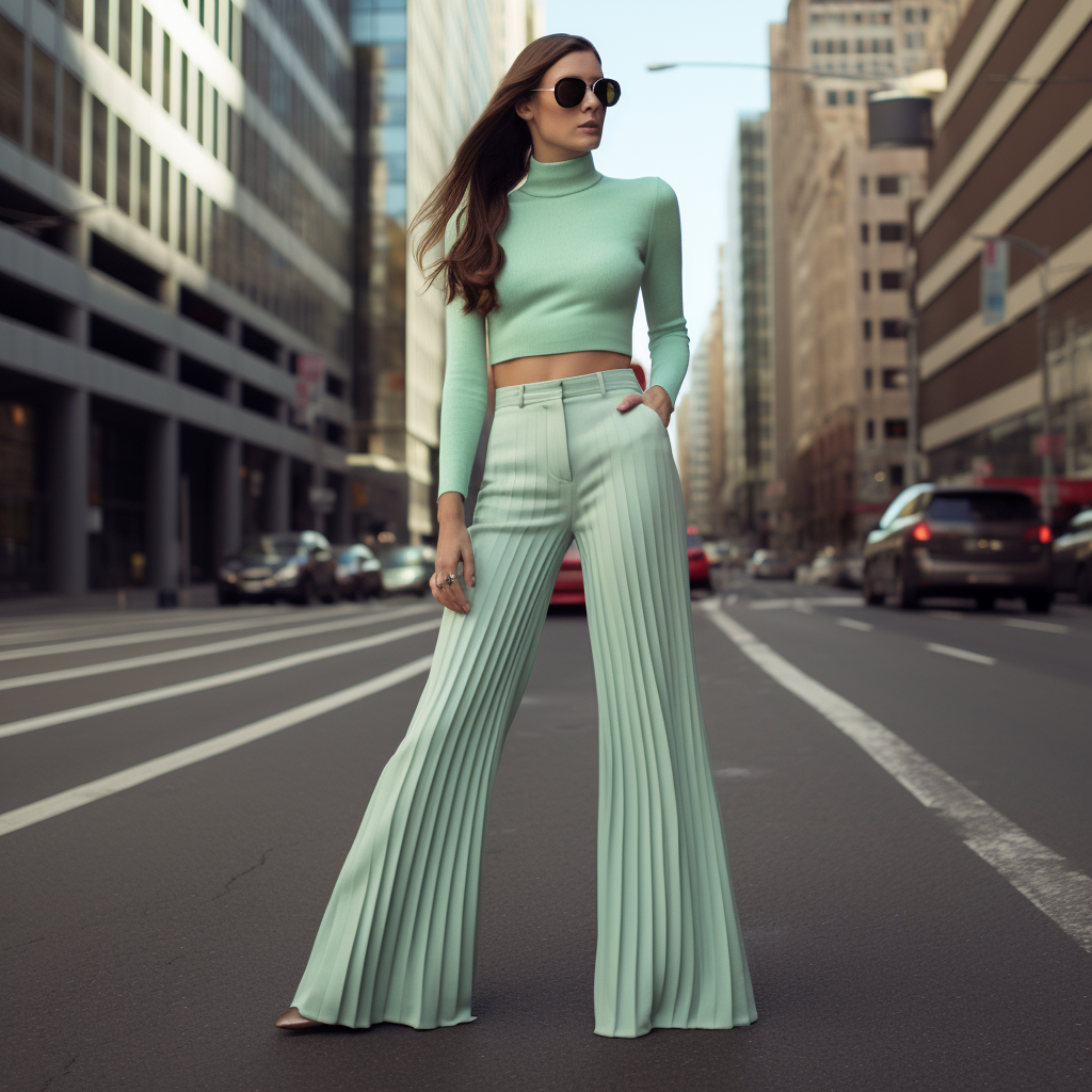 woman wearing mint green pleated wide leg pants_1.png