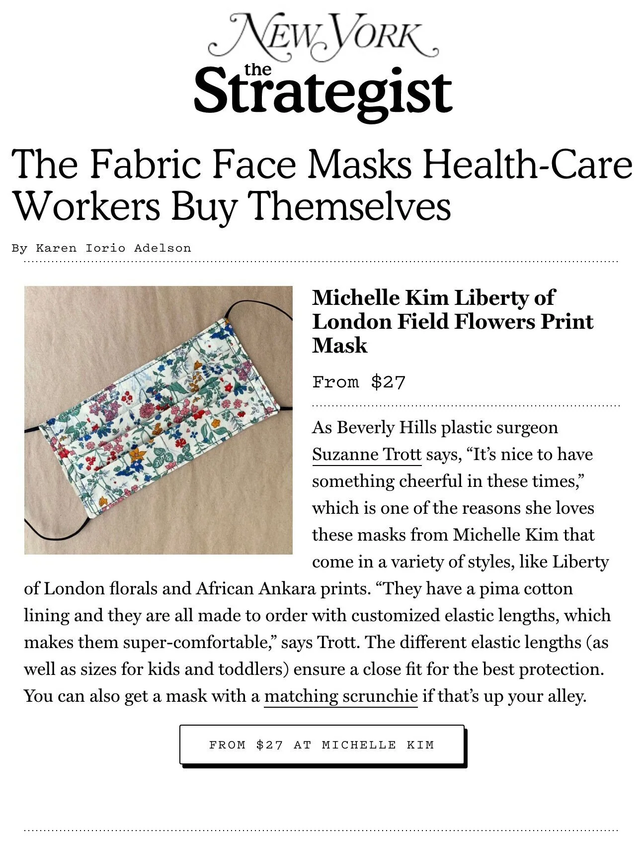 New York Magazine's The Strategist, August 6, 2020