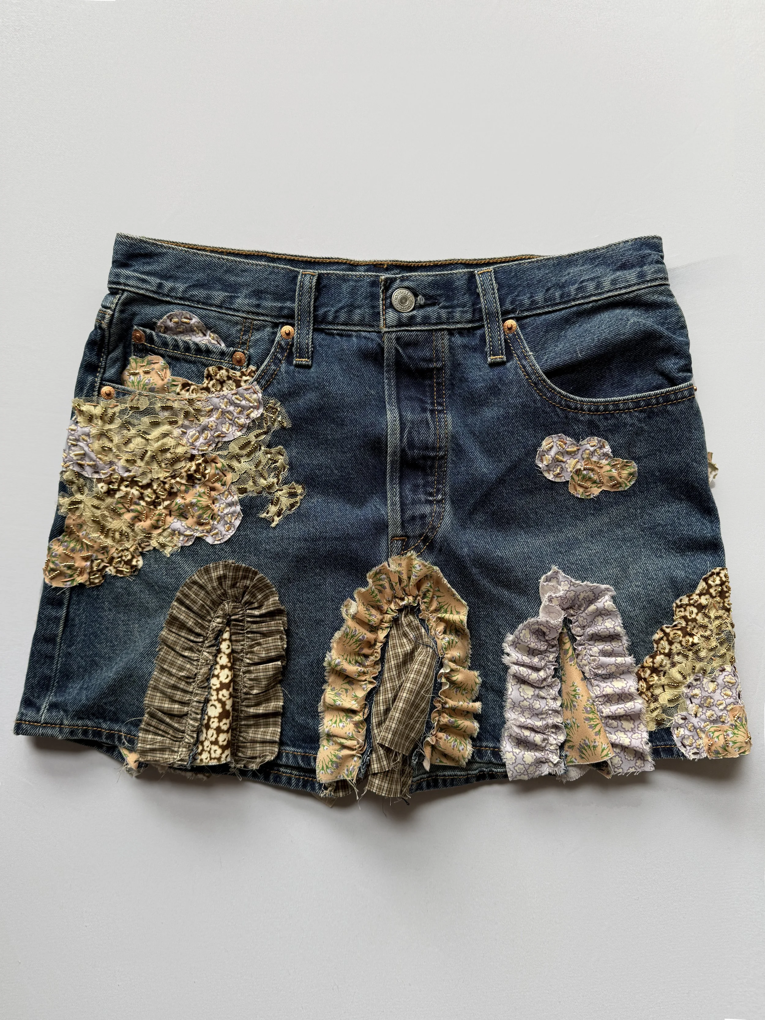 Anna Sui Resort 2027 Embellished Denim Skirt