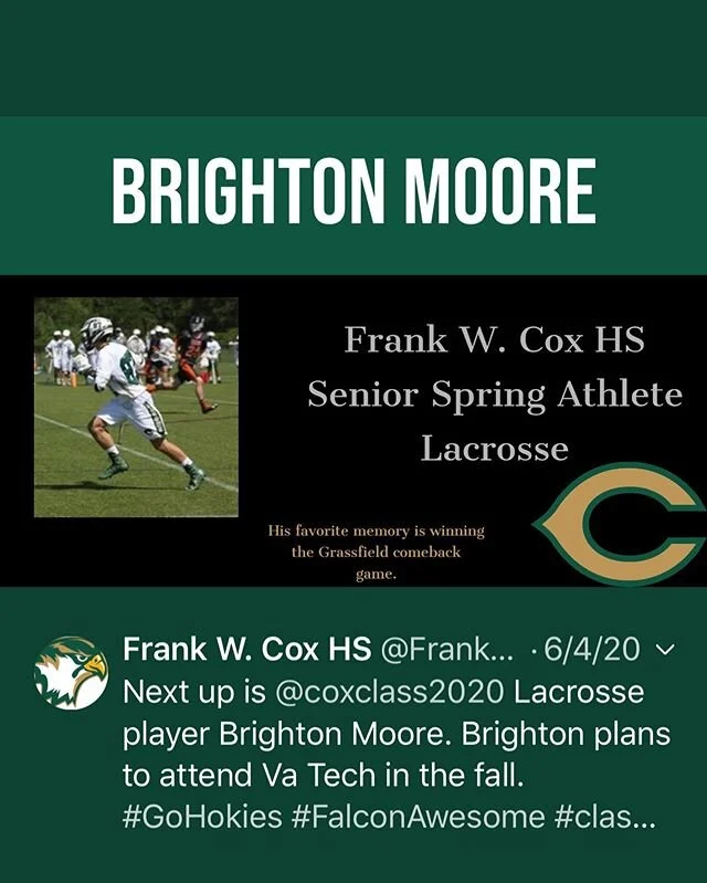 Senior Brighton Moore was also featured on the COX HS Twitter feed!