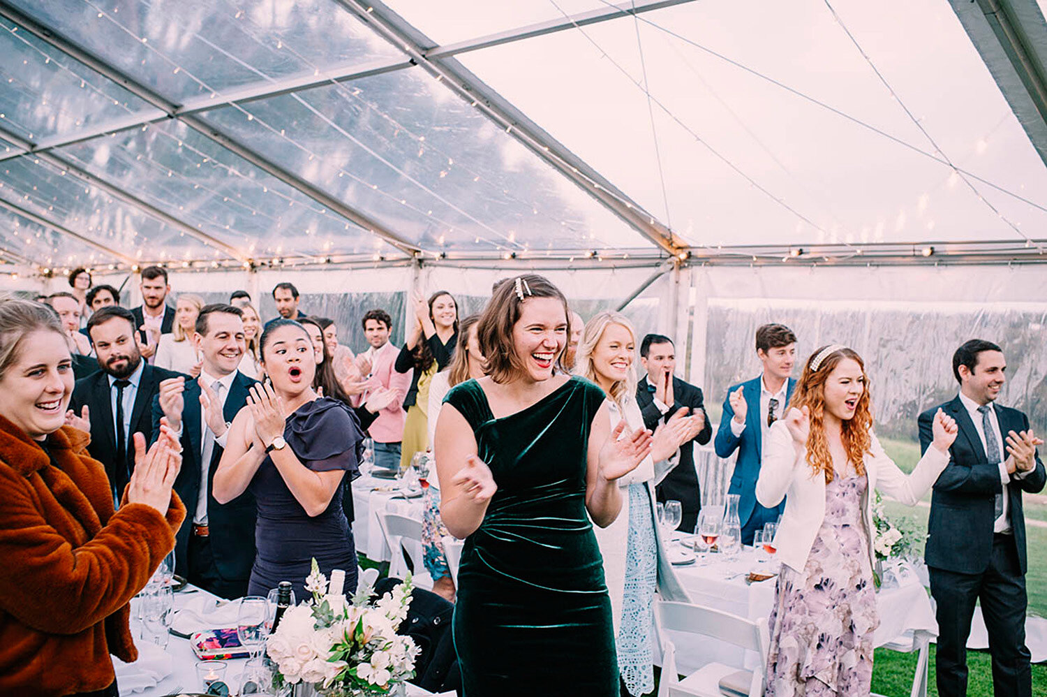 wedding guests clapping laughing Credaro Wines.JPG