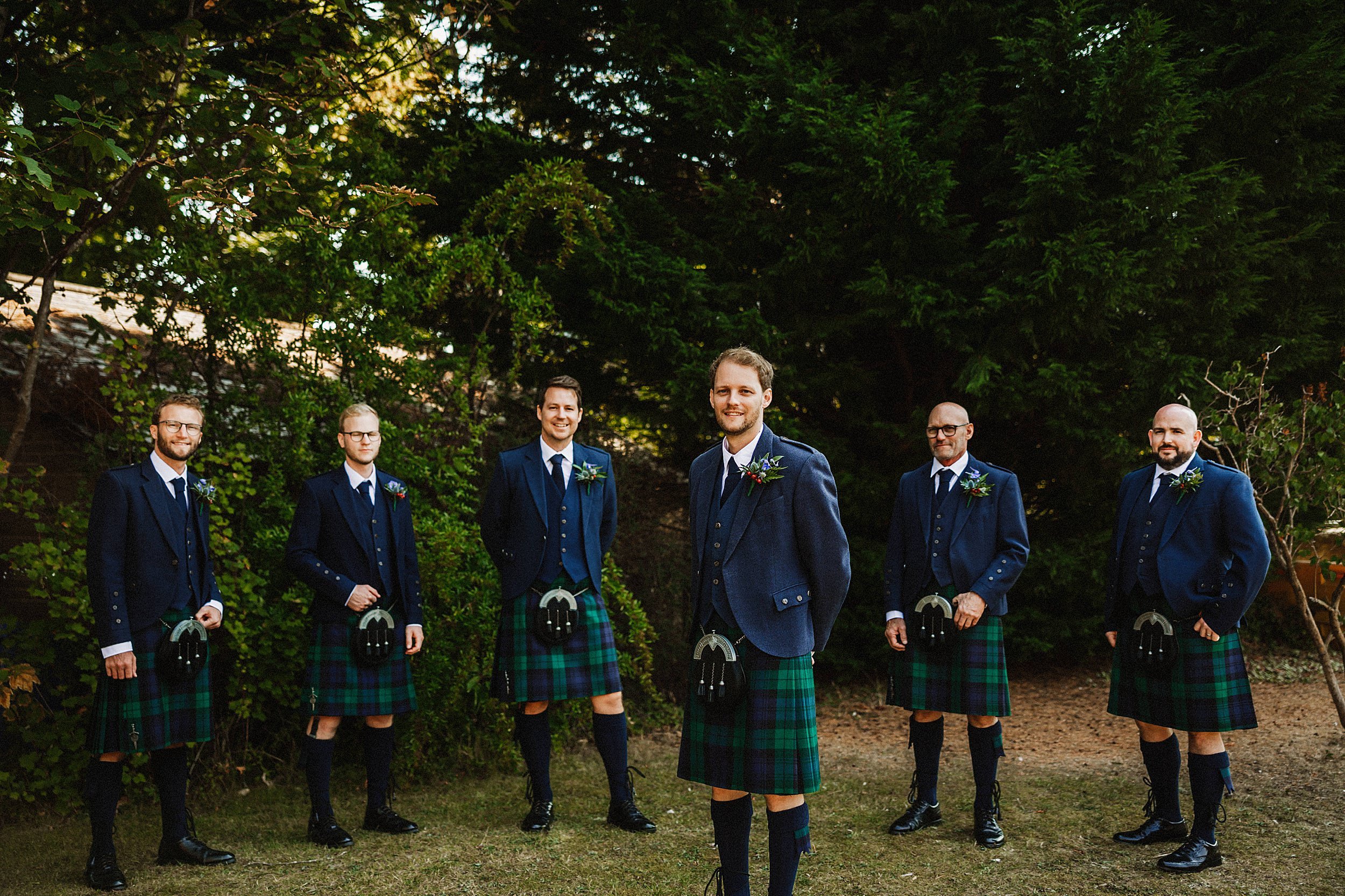 Groom and groomsmen at Kinkell Byre on his wedding day