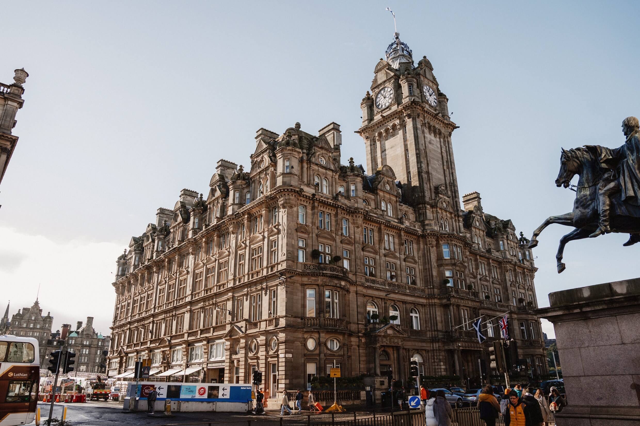 outside exterior view of the balmoral hotel edinburgh wedding venue in scotland