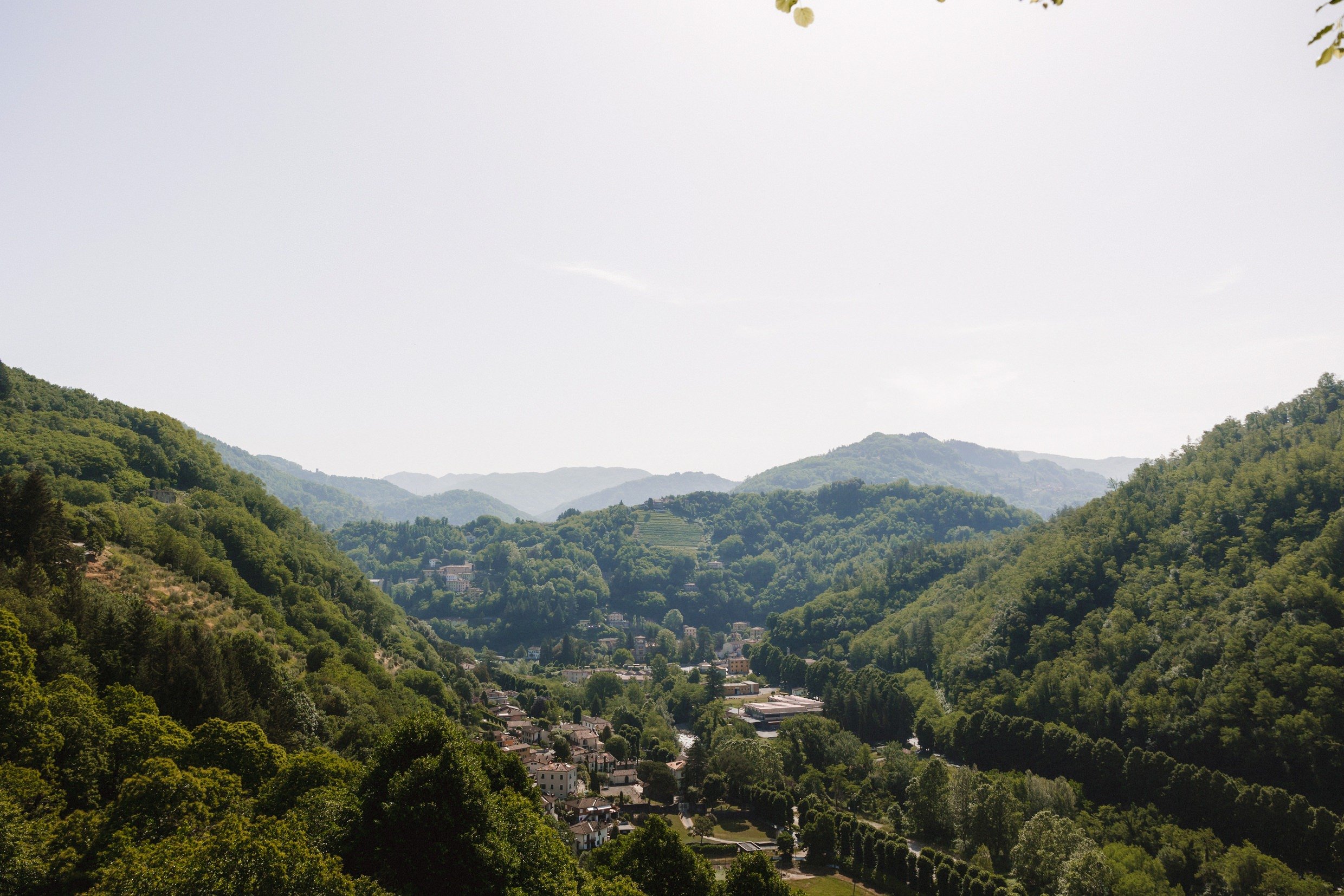 view of bagni di lucca tuscany from the agriturismo la torre italian destination wedding venue