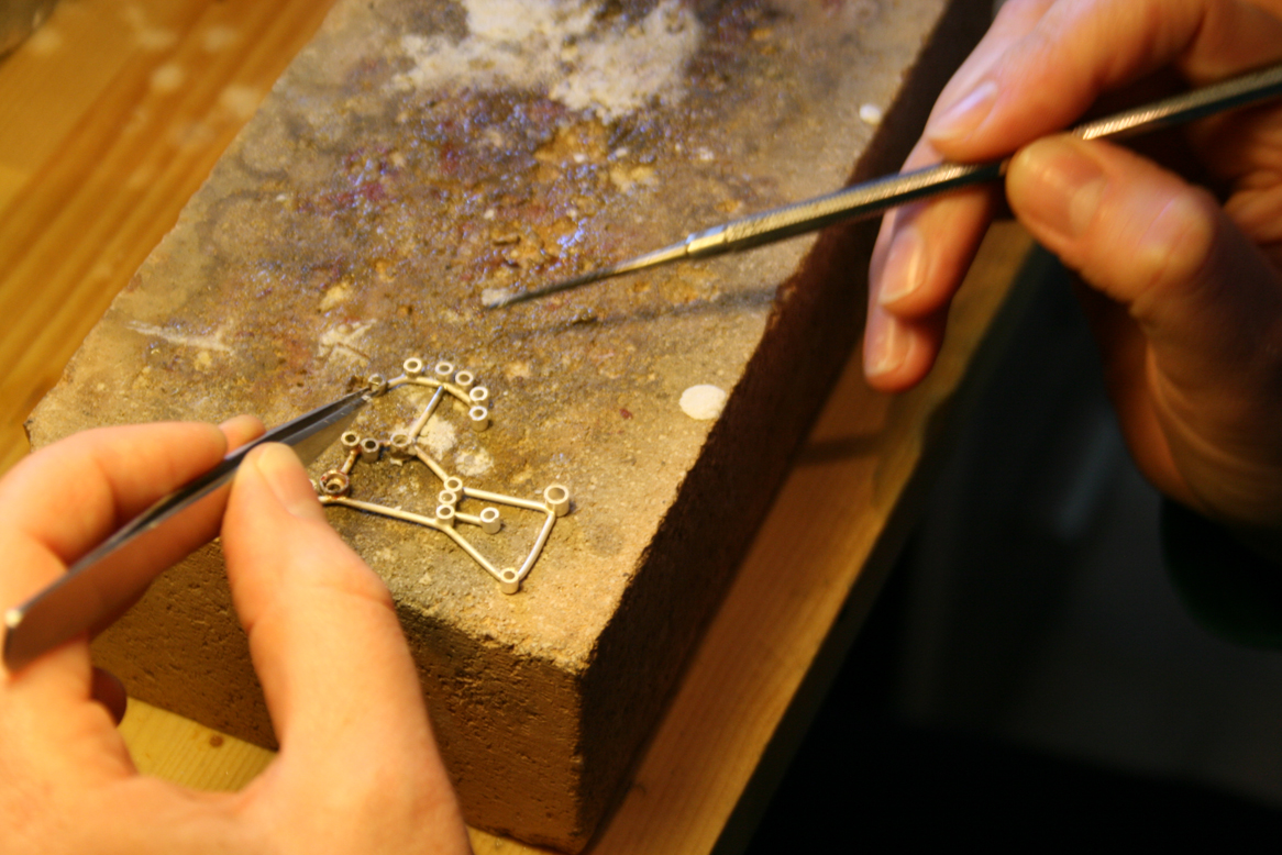  soldering the Orion necklace 