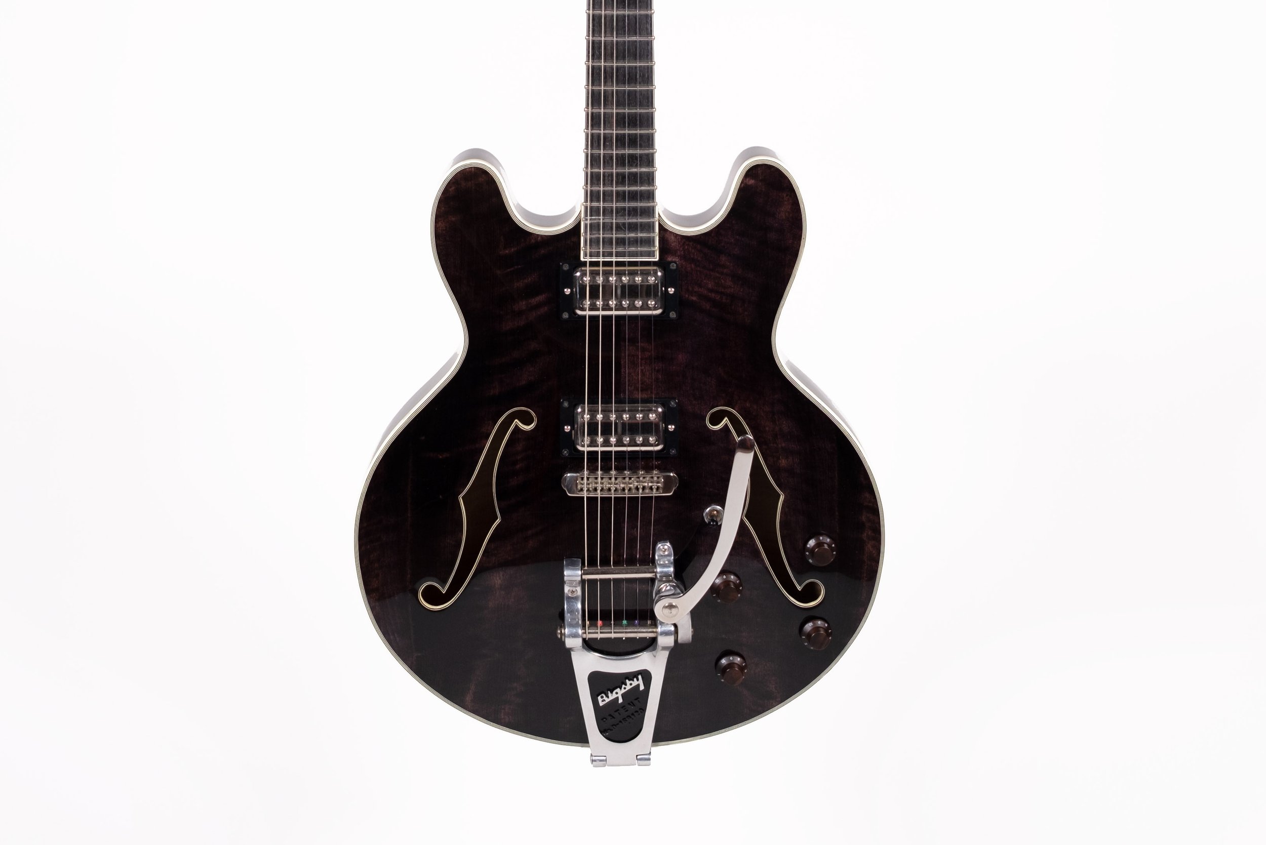 Dejawu Guitars - hand carved semi acoustic guitar, black transparent