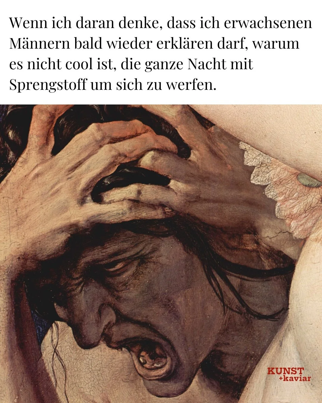Warum nennen wir es eigentlich &bdquo;Spa&szlig;&ldquo;, wenn jedes Jahr Menschen verletzt werden, Tiere in Panik fliehen und die Umwelt im Feinstaub verschwindet?🤡

Freund:innen der Kunst,
wir sind wieder halbwegs gesund, aber die n&auml;chste kr&a