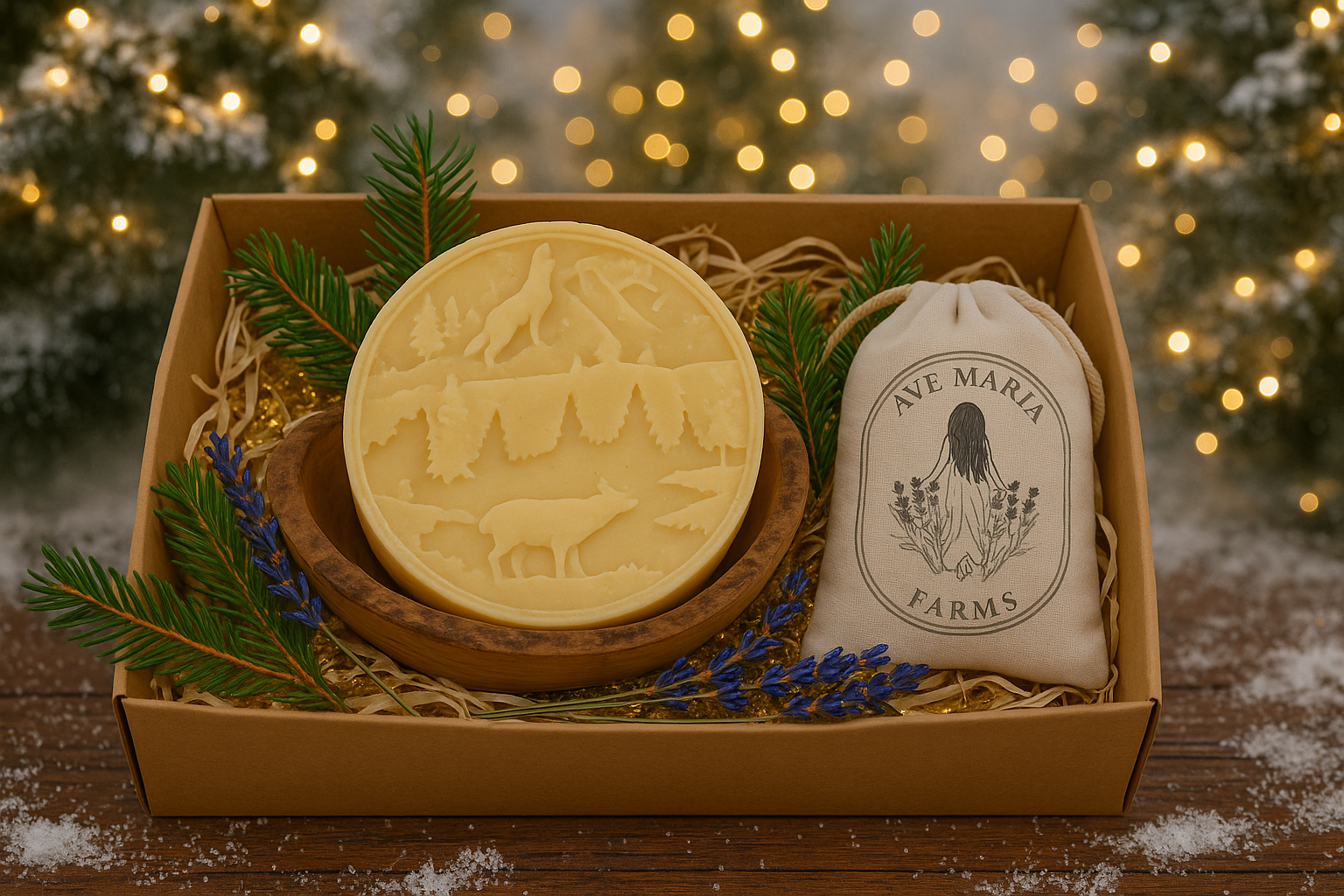Mountain Peak Luxury Soap & Olive Wood Dish & Sachet Christmas Special