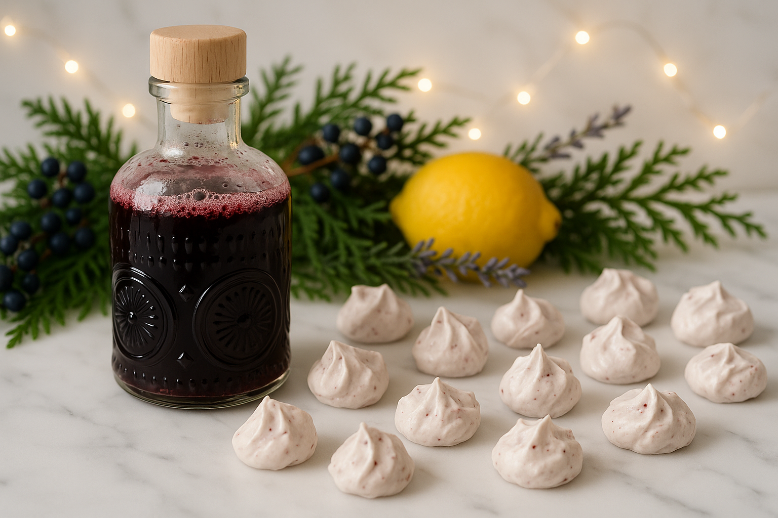 Huckleberry Lavender Syrup & Huckleberry Lavender Lemon Meringue Delights