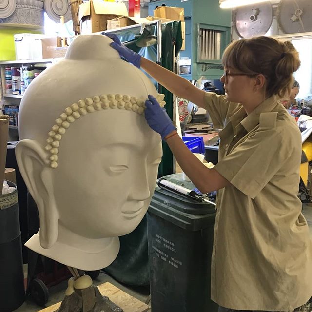 Behind the scenes, Buddha in the making #jesmonite #jesmonite300 #artfabrication #makers #sculpture #theatredesign