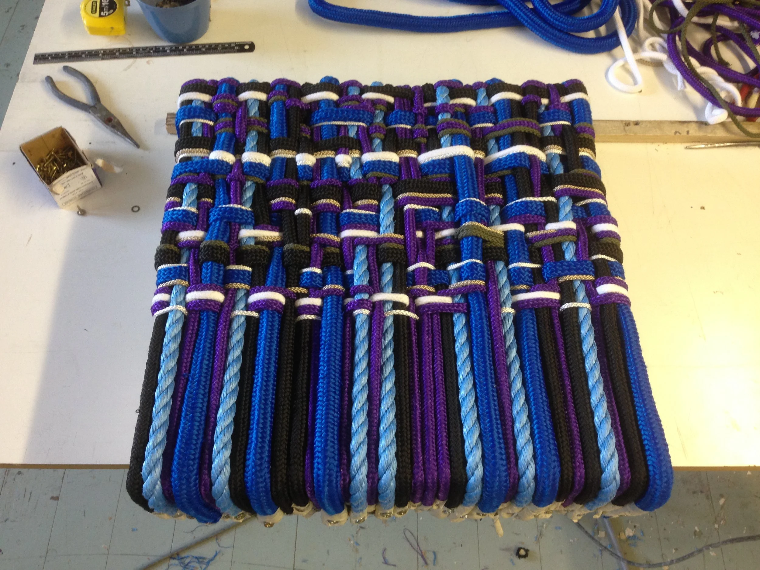 Woven rope preparation for silicone mould.