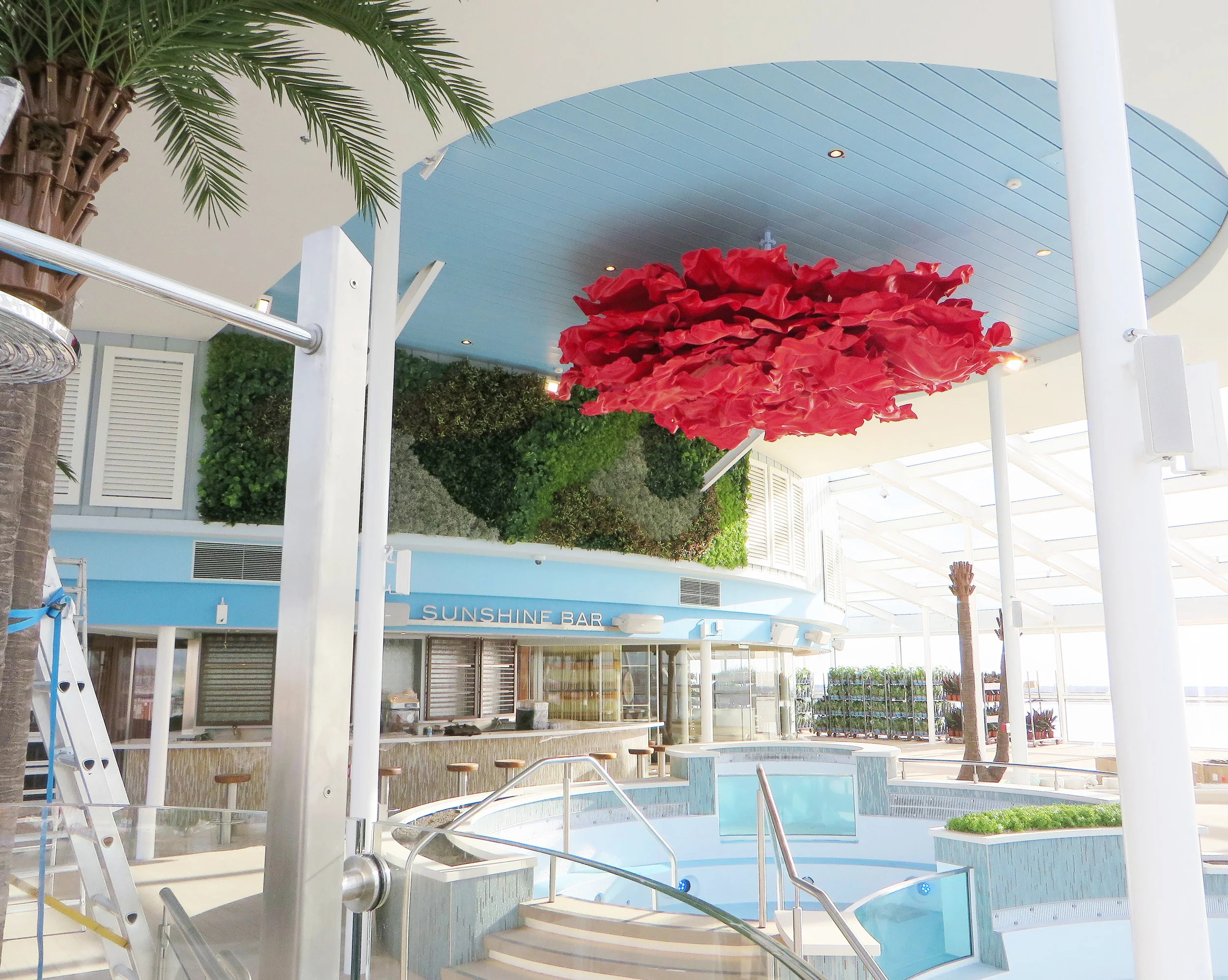 Red ripple ceiling installtion