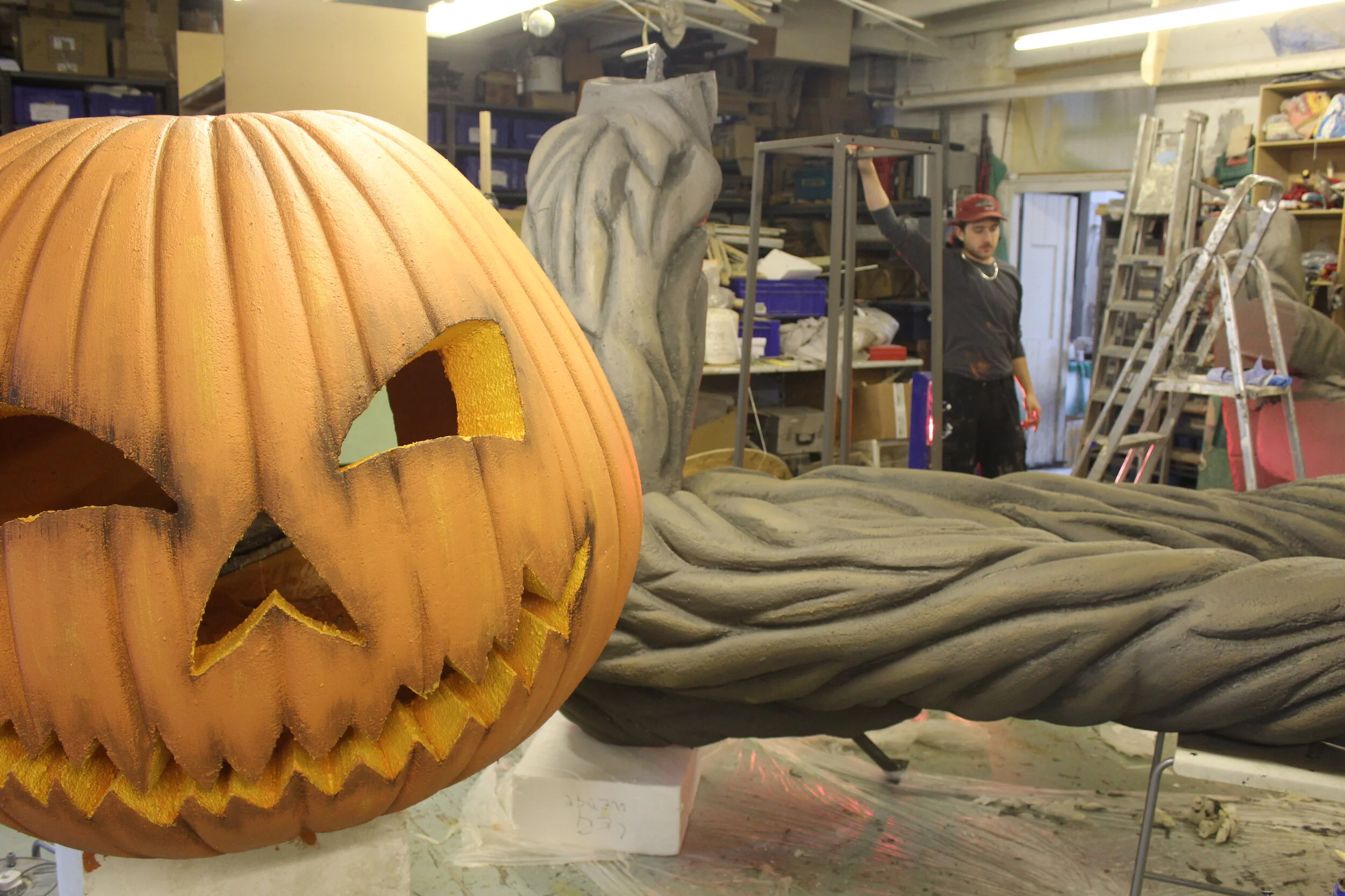  IN STAGES OF MAKING, MADE USING A METAL FRAME, WITH POLESTYRENE AND RUBBERISED PAINT. 