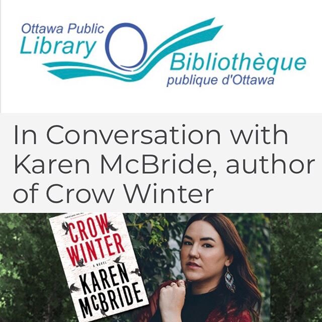 I'm thrilled to announce that the Ottawa Public Library has chosen Crow Winter as their Indigenous History Month eRead! Join me on Wednesday, June 24th at 7:00pm EST to discuss the book and its place in celebrating Indigenous History. Check out the l