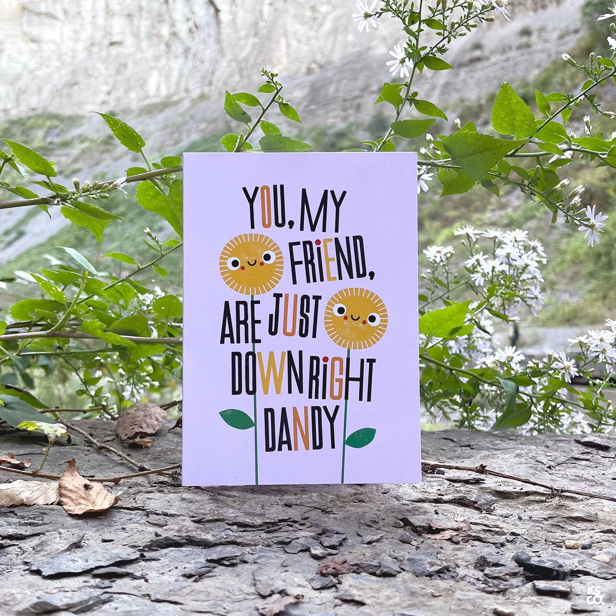 A downright dandy folded piece of paper to tell your best bud you&rsquo;re glad to be friends😊
〰️〰️〰️
Our biggest sale of the year ends on May 1!
〰️〰️〰️
#katesmithco #makinghumanssmile #bestbud #greetingcards