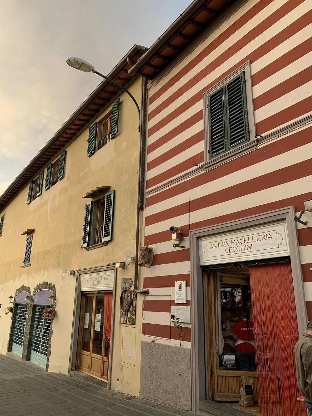 The infamous red-striped exterior