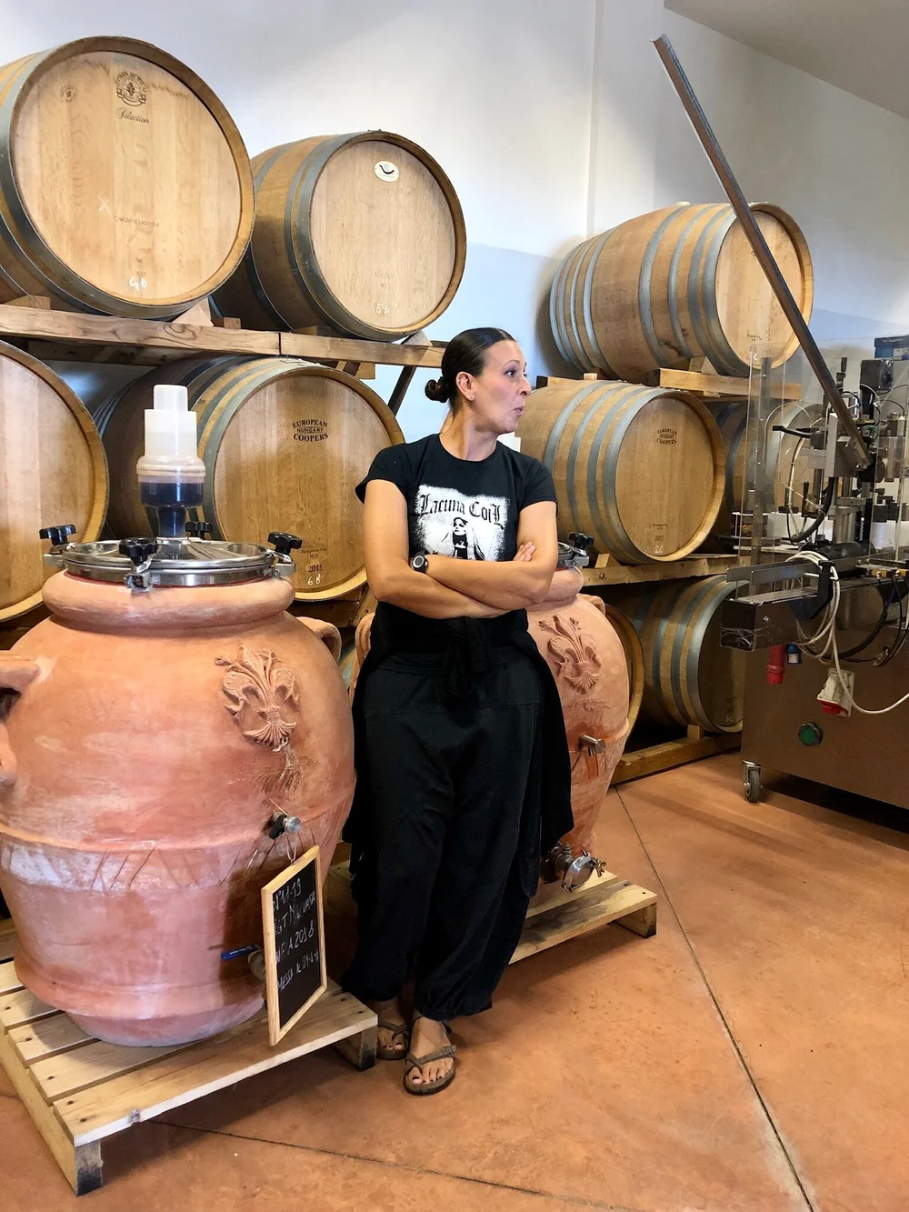 Samuela showing us how their Chianti is made