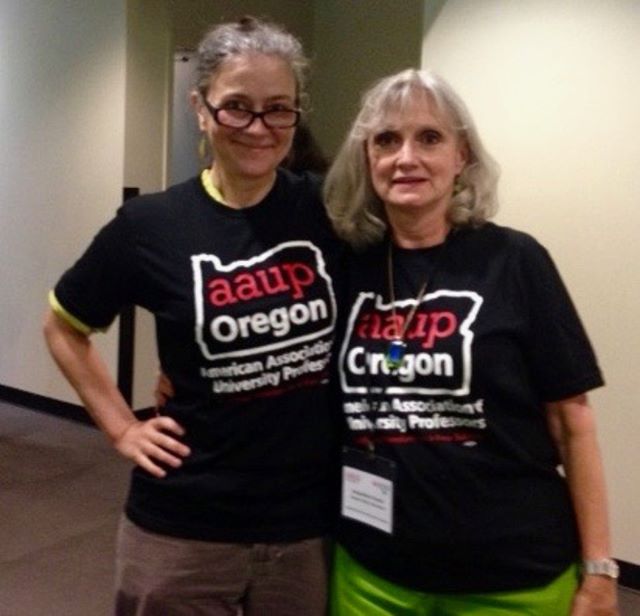 No Sweat Union made &amp; printed T-shirts showing solidarity with American association of Professors in Oregon. Special shout out to Margaret Butler!