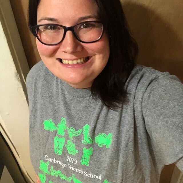 Erin wearing a Cambridge Friends School union made T-shirt. By No Sweat APPAREL